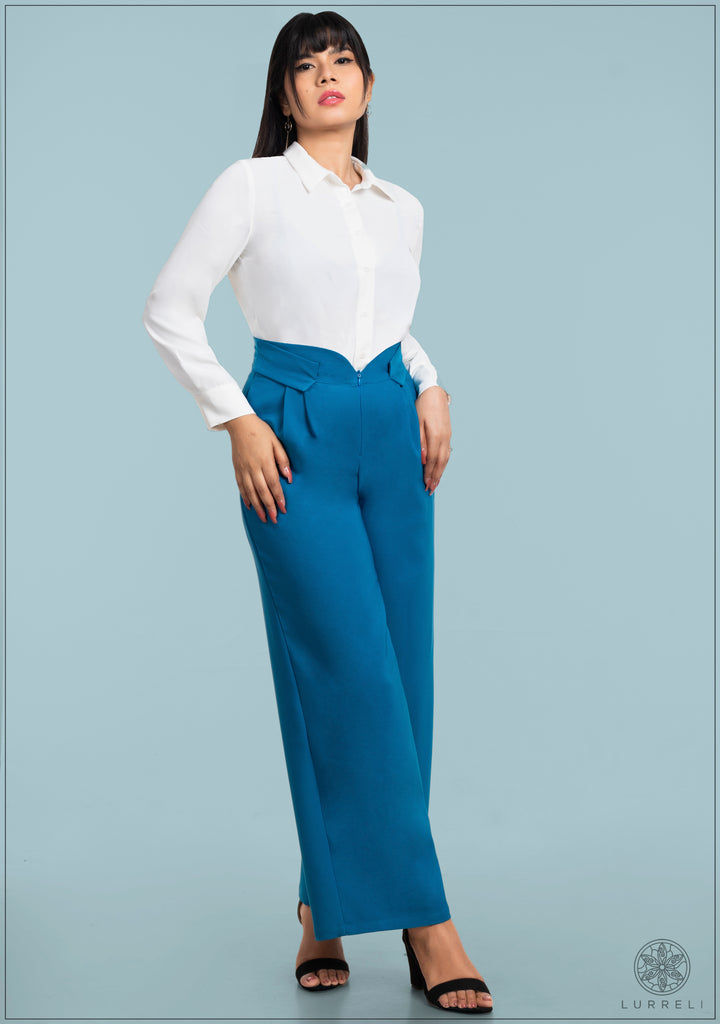 Waist Cut Out Detail Wide Leg Pant