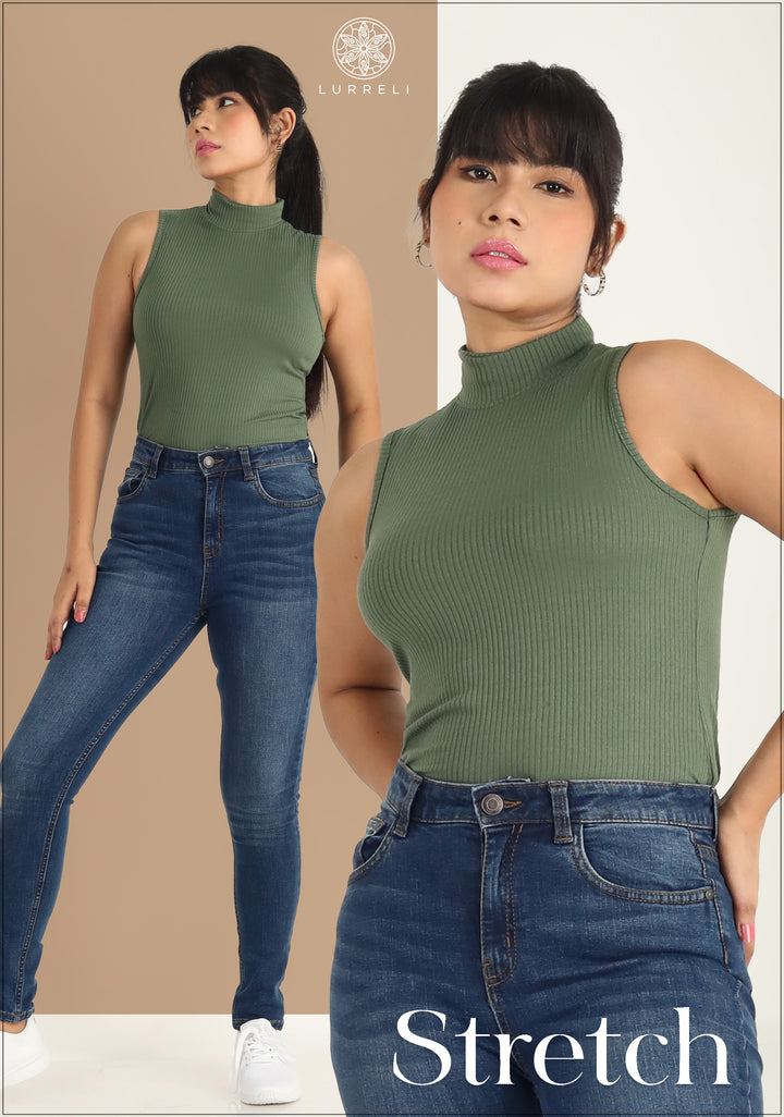 High Neck Sleeveless Crop Top