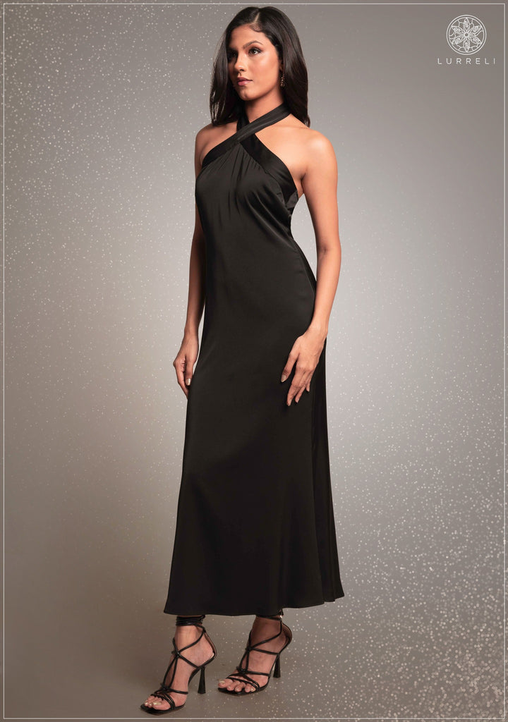 Cross Neck Detail Evening Dress