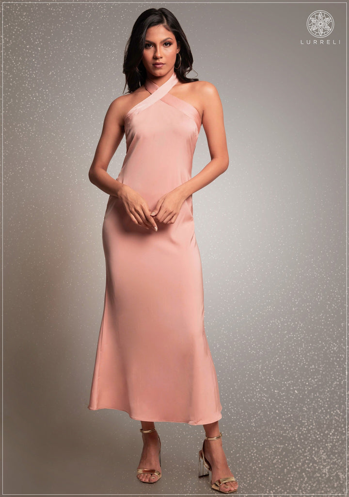Cross Neck Detail Evening Dress