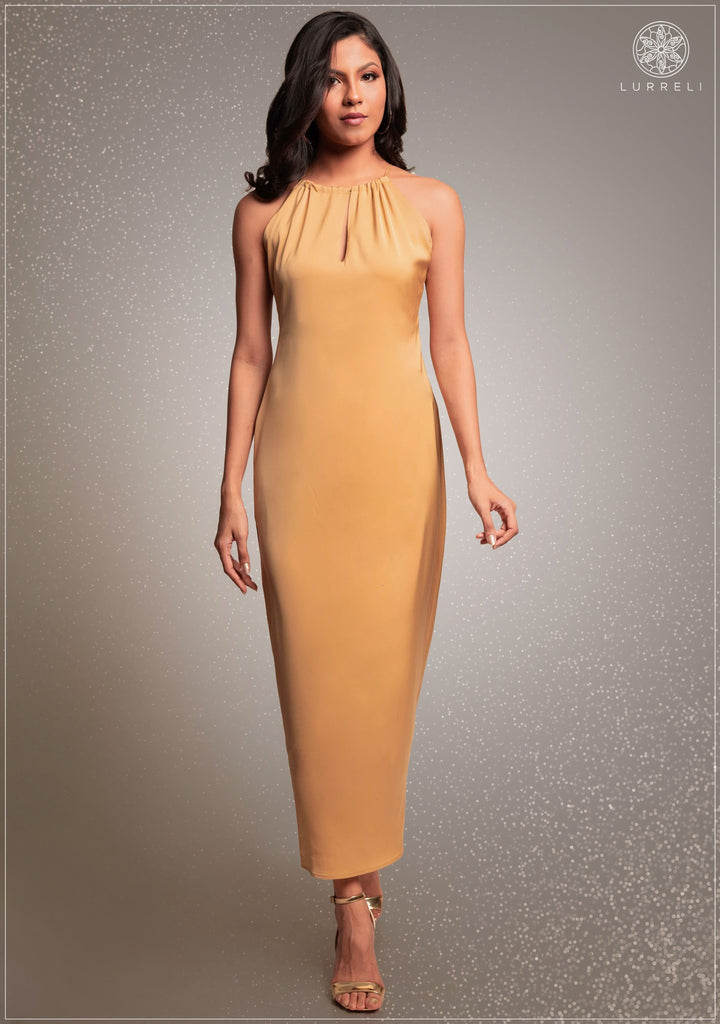 Diamond Back Detail Satin Dress