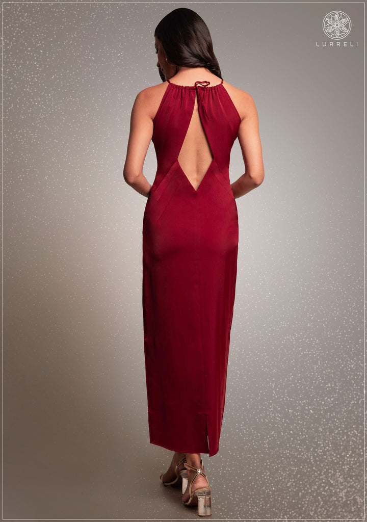 Diamond Back Detail Satin Dress