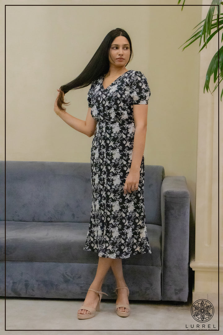 Button-Detail Fishtail Dress