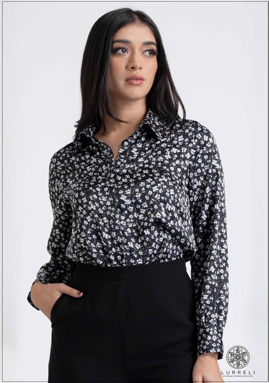 Printed Long Sleeve Workwear Top