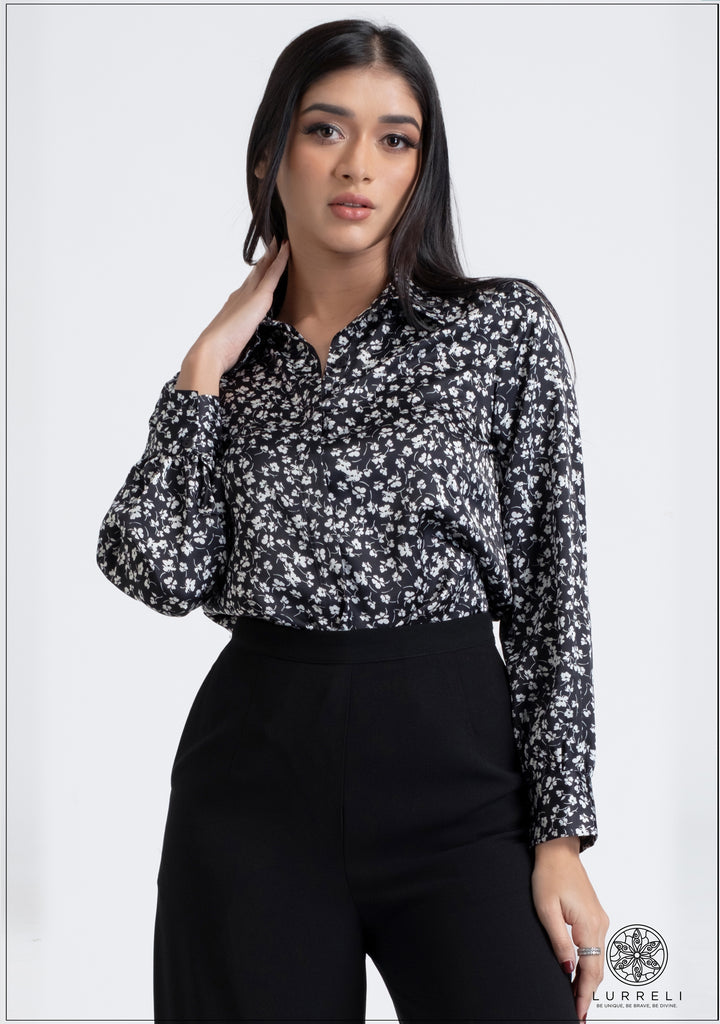 Printed Long Sleeve Workwear Top