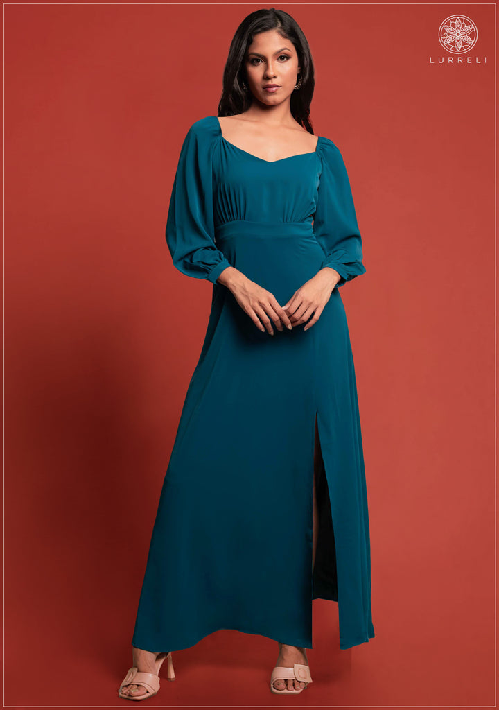 Sweetheart Neck Split Thigh Detail Dress