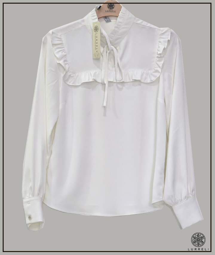 Gathered Neck Detail Long Sleeve Top