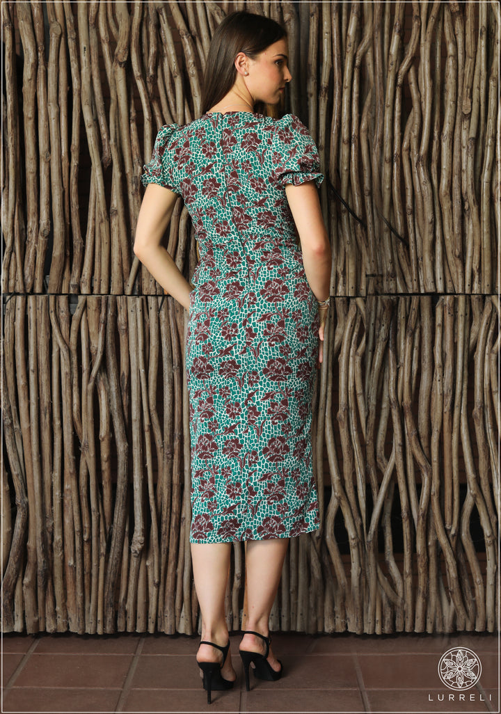 Floral Keyhole Split Midi Dress