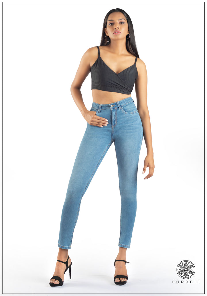 Mid Waist Slim Fit Jean - Light Wash