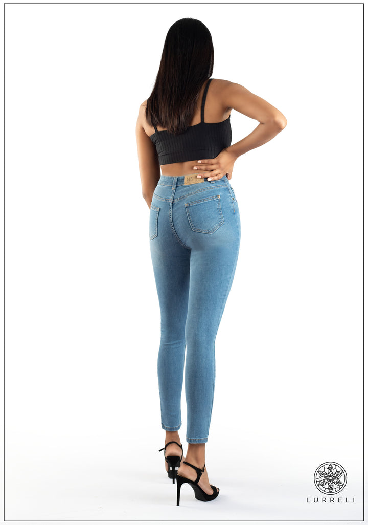 Mid Waist Slim Fit Jean - Light Wash