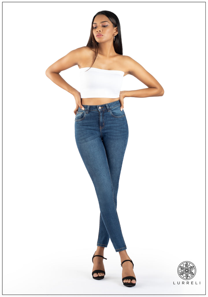 Mid Waist Slim Fit Jean - Dark Wash