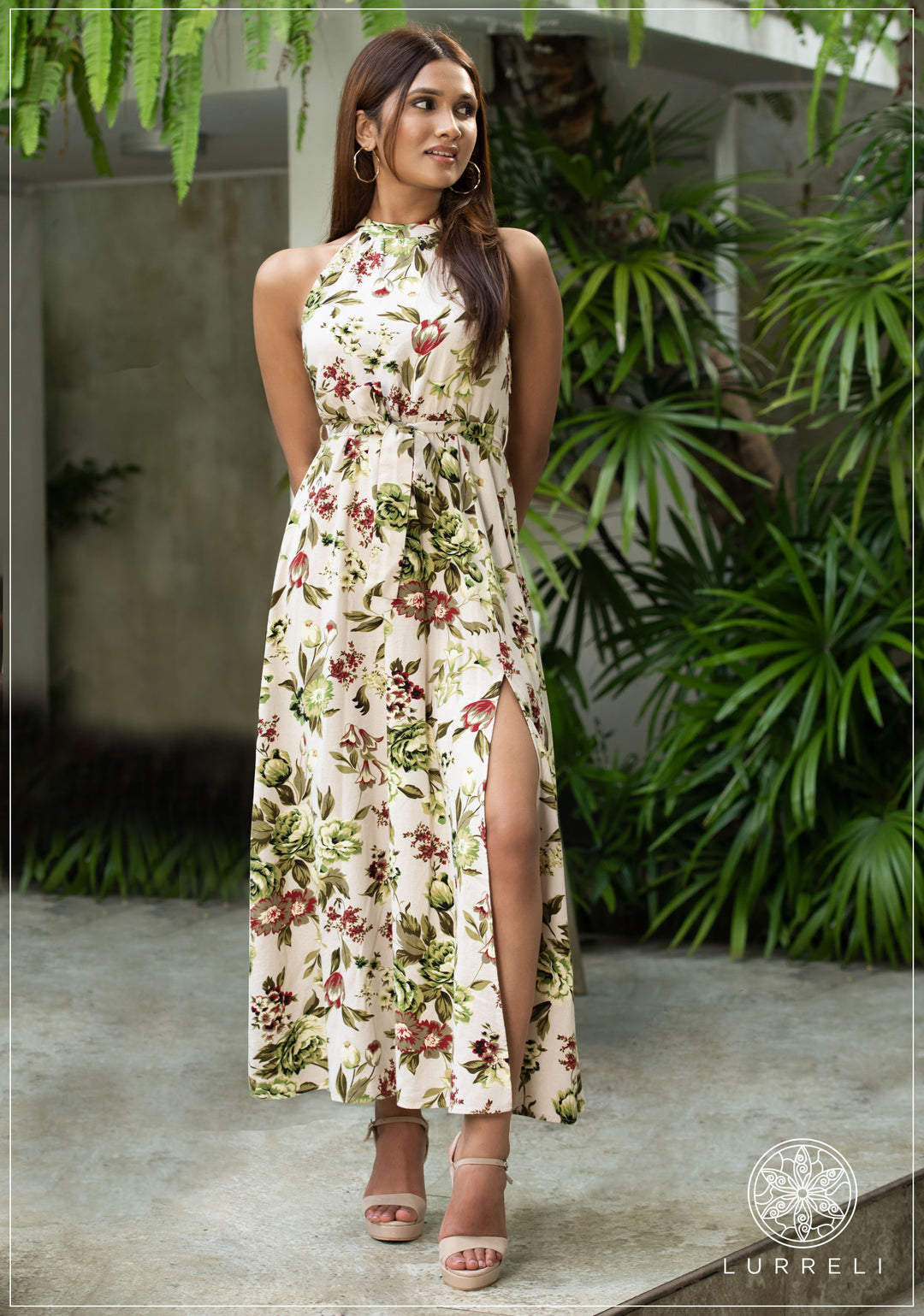 High Neck Sleeveless Linen Dress