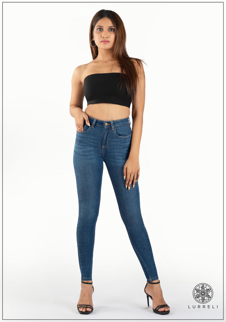 Mid Waist Slim Fit Jean - Mid Wash