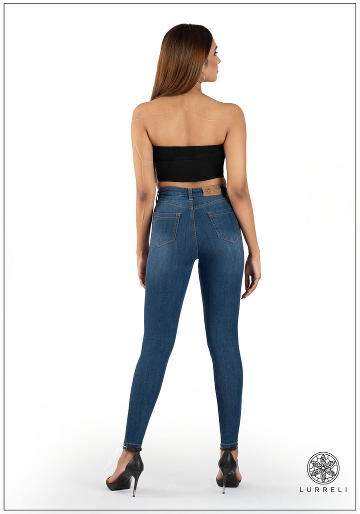 Mid Waist Slim Fit Jean - Mid Wash