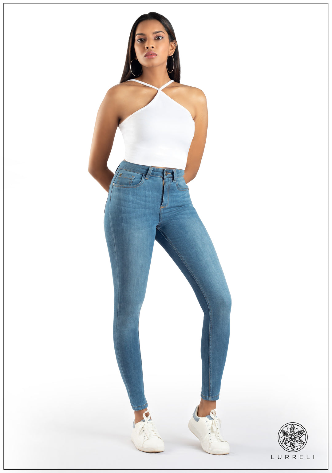 Mid Waist Slim Fit Jean - Light Wash