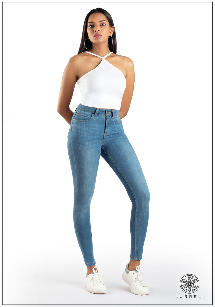 Mid Waist Slim Fit Jean - Light Wash