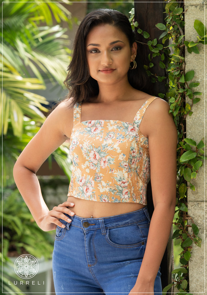 Printed Strappy Crop Top