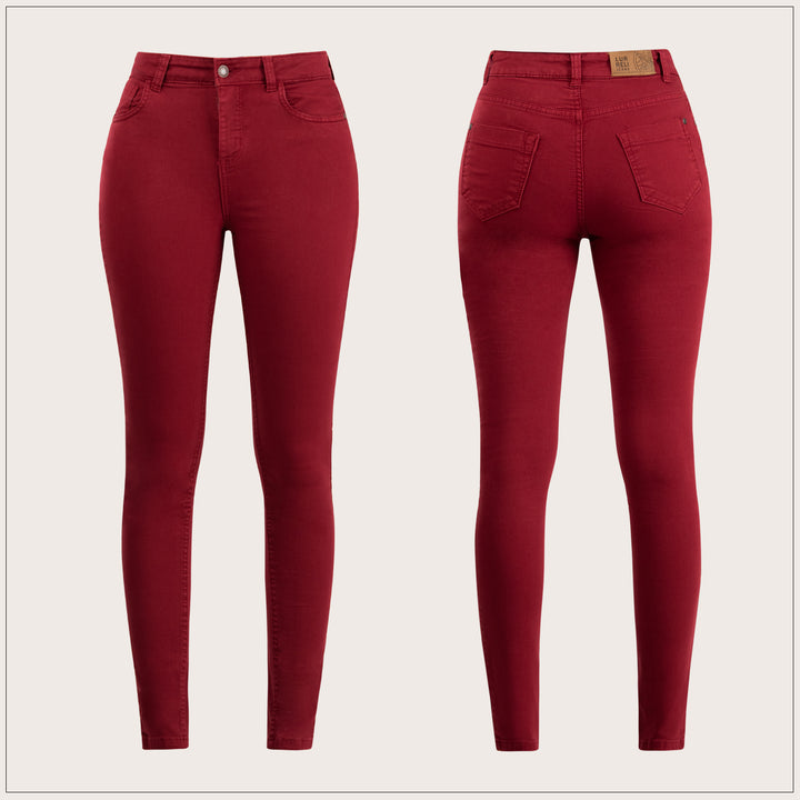 Mid Waist Red Jean