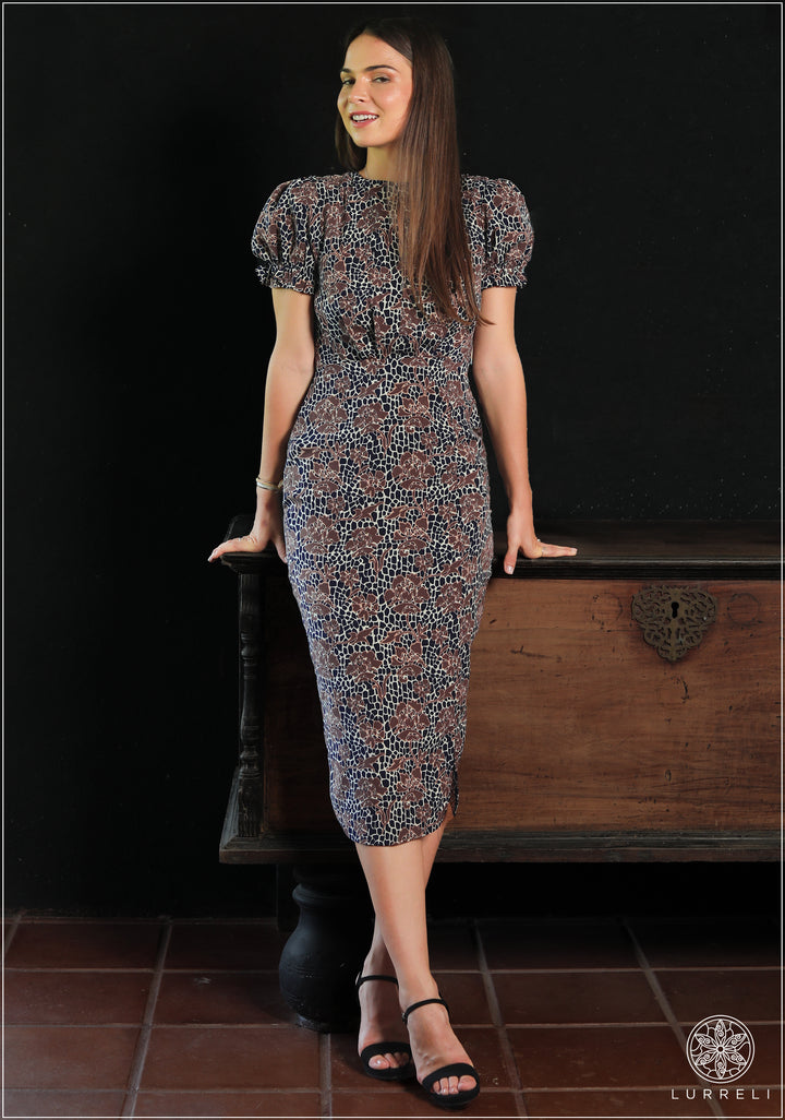 Floral Keyhole Split Midi Dress