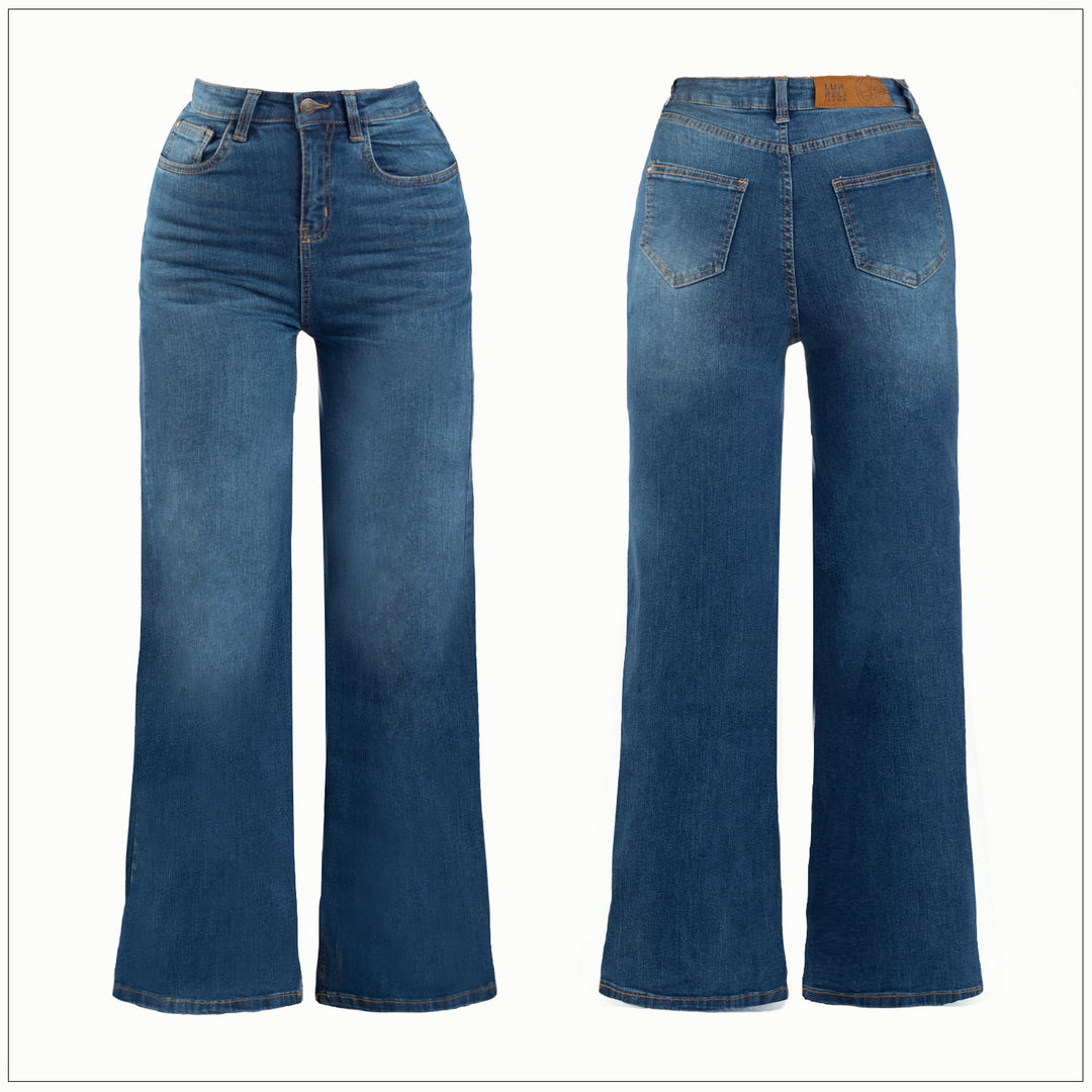 High Waist Wide Leg Jean - Mid Wash