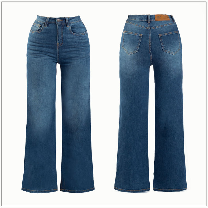 High Waist Wide Leg Jean - Mid Wash