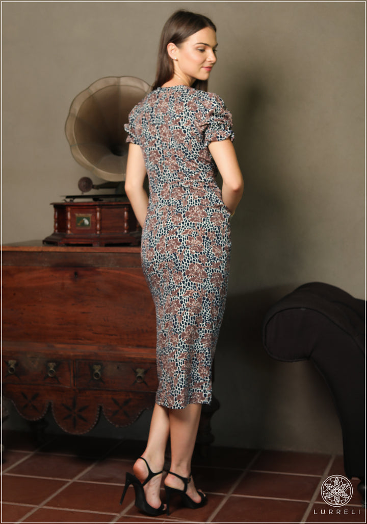 Floral Keyhole Split Midi Dress