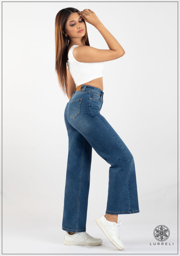 High Waist Wide Leg Jean - Mid Wash