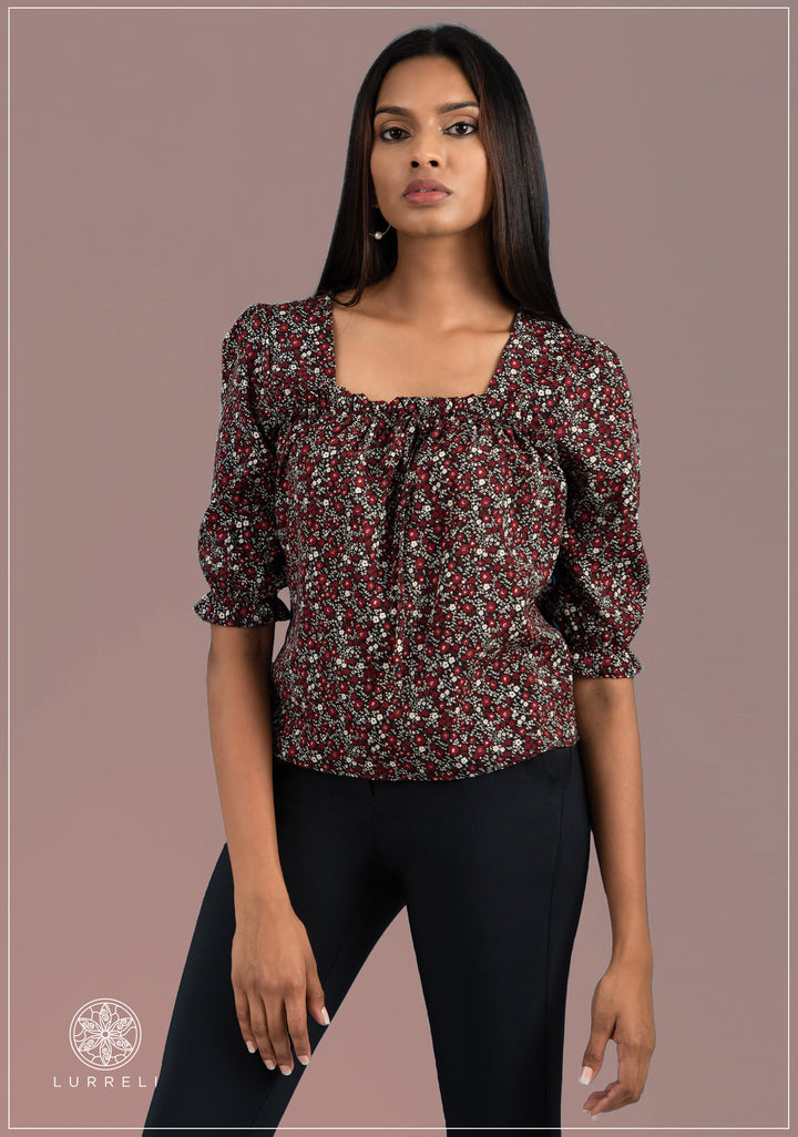 U Neck Tie Up Work Wear Top