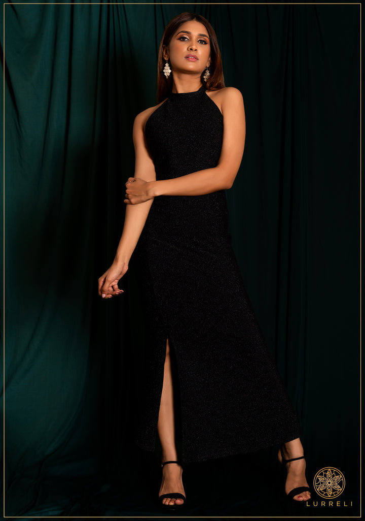 Halter Neck Slit Detail Dress