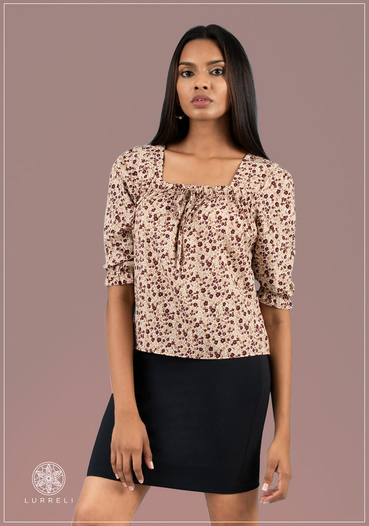 U Neck Tie Up Work Wear Top