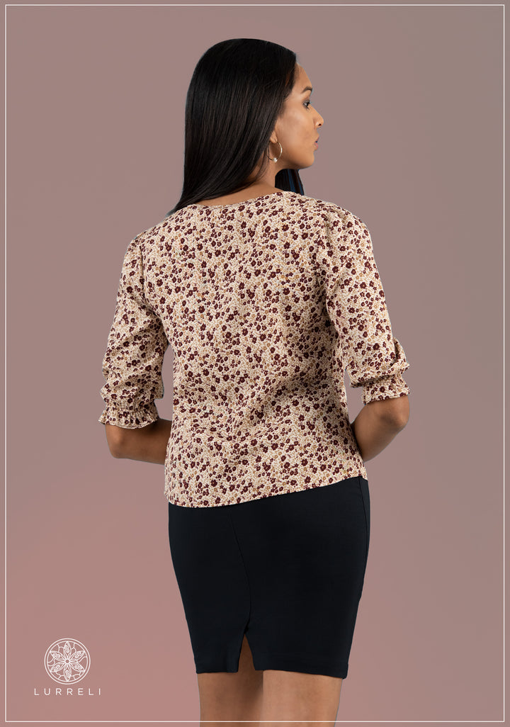 U Neck Tie Up Work Wear Top