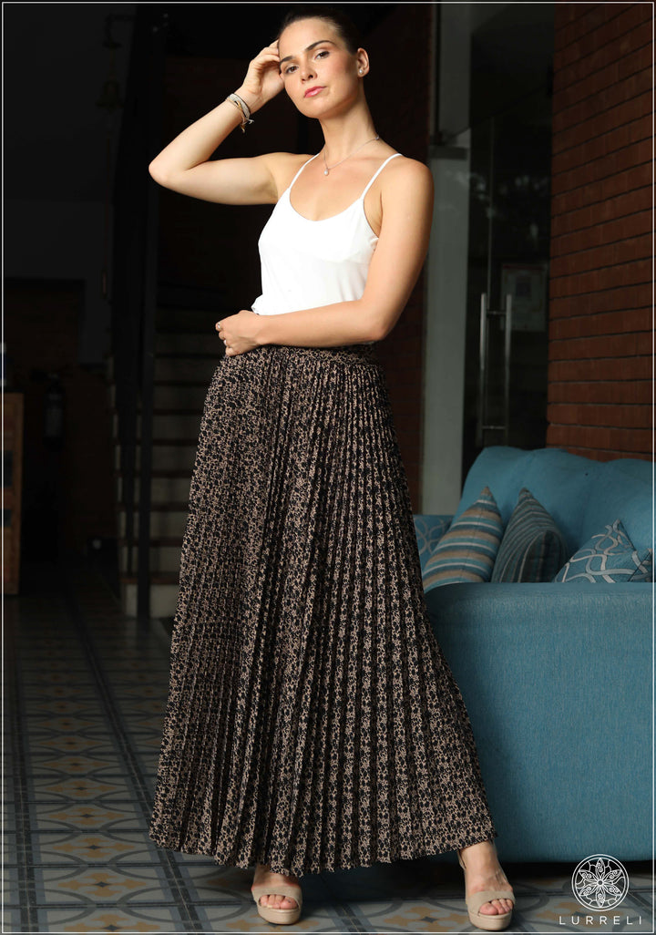 Ditsy Floral Pleated Maxi Skirt