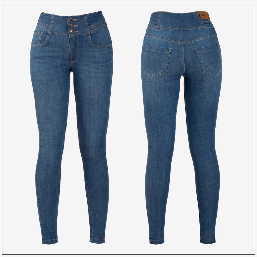 High Waist Slim Fit Jean - Mid Wash