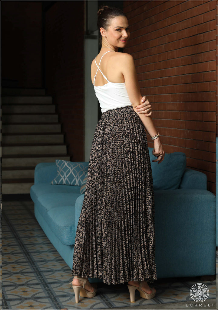 Ditsy Floral Pleated Maxi Skirt