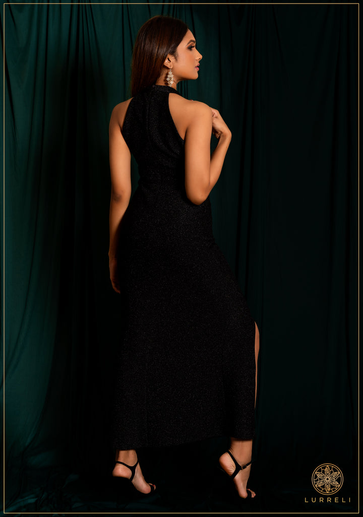 Halter Neck Slit Detail Dress