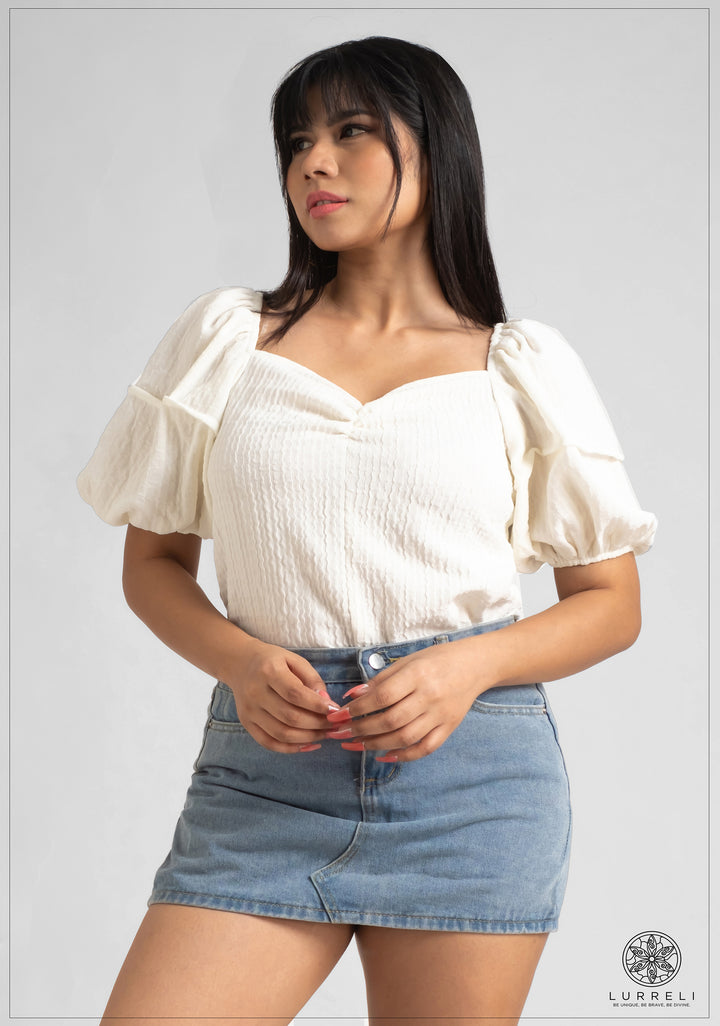 Balloon Sleeve Ruched Detail Top
