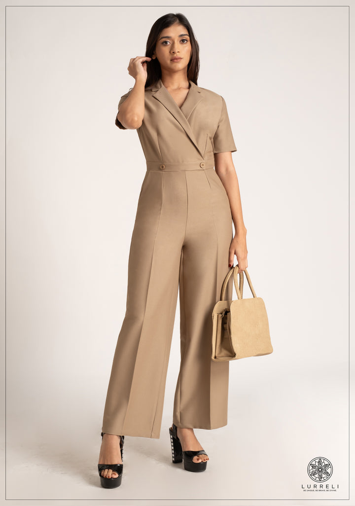 Lapel Color Jumpsuit