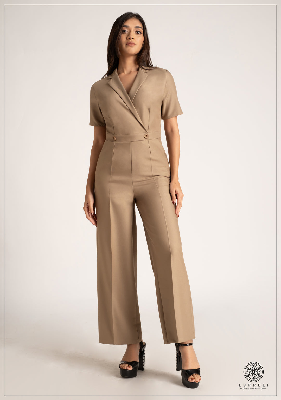 Lapel Color Jumpsuit