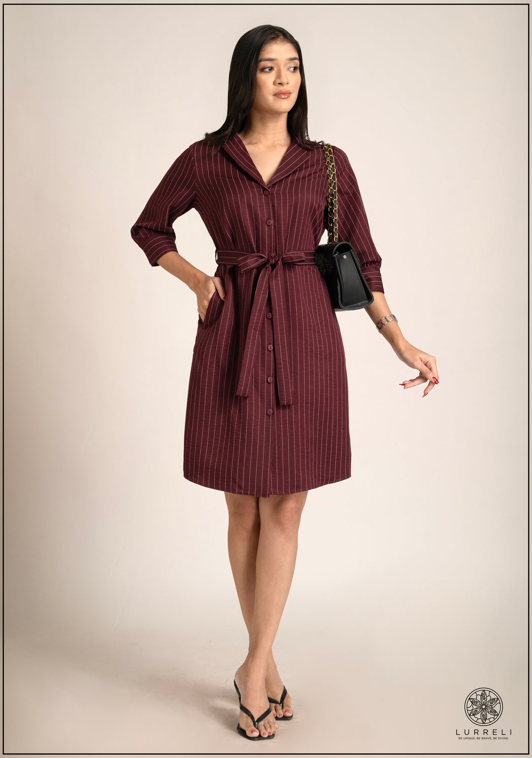 Belt-Detail Printed Dress
