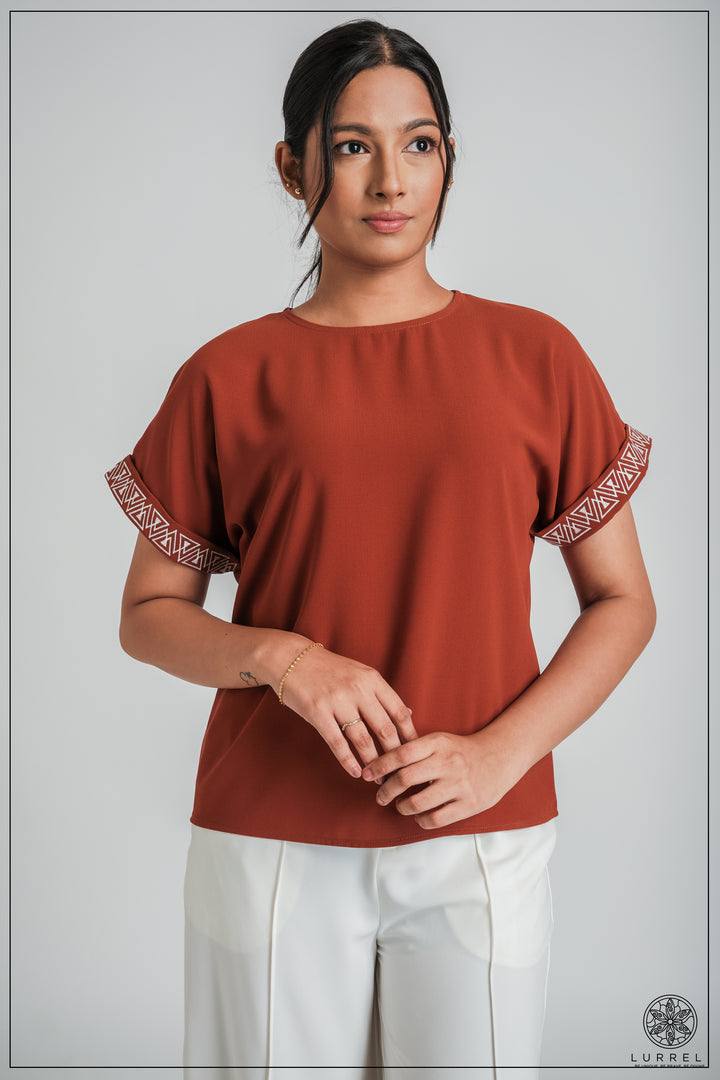 Embroidered Short Sleeve Top