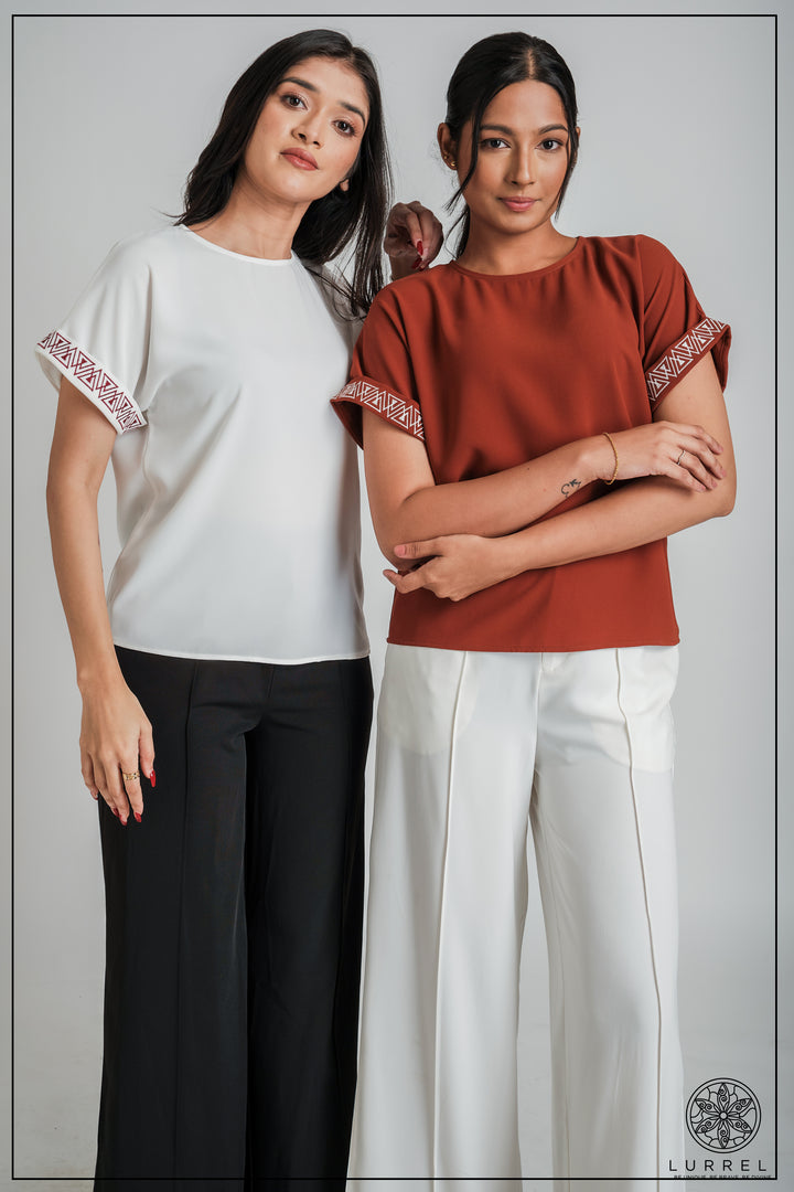 Embroidered Short Sleeve Top