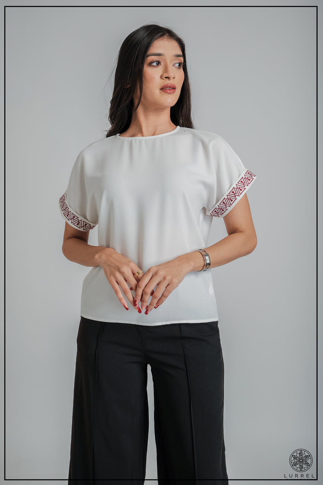 Embroidered Short Sleeve Top