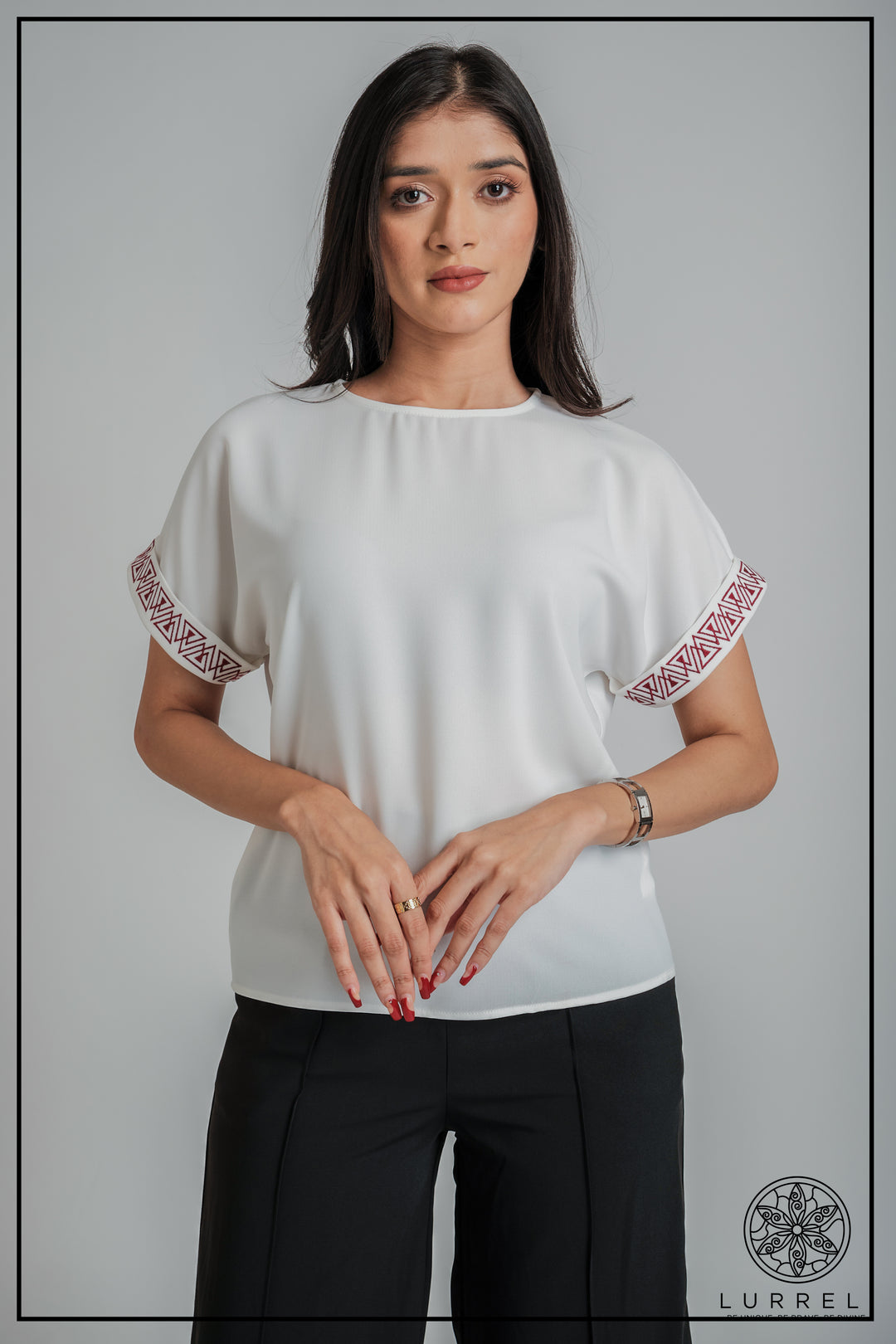 Embroidered Short Sleeve Top