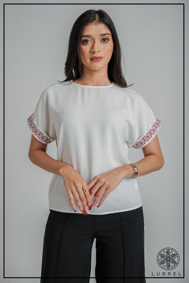 Embroidered Short Sleeve Top