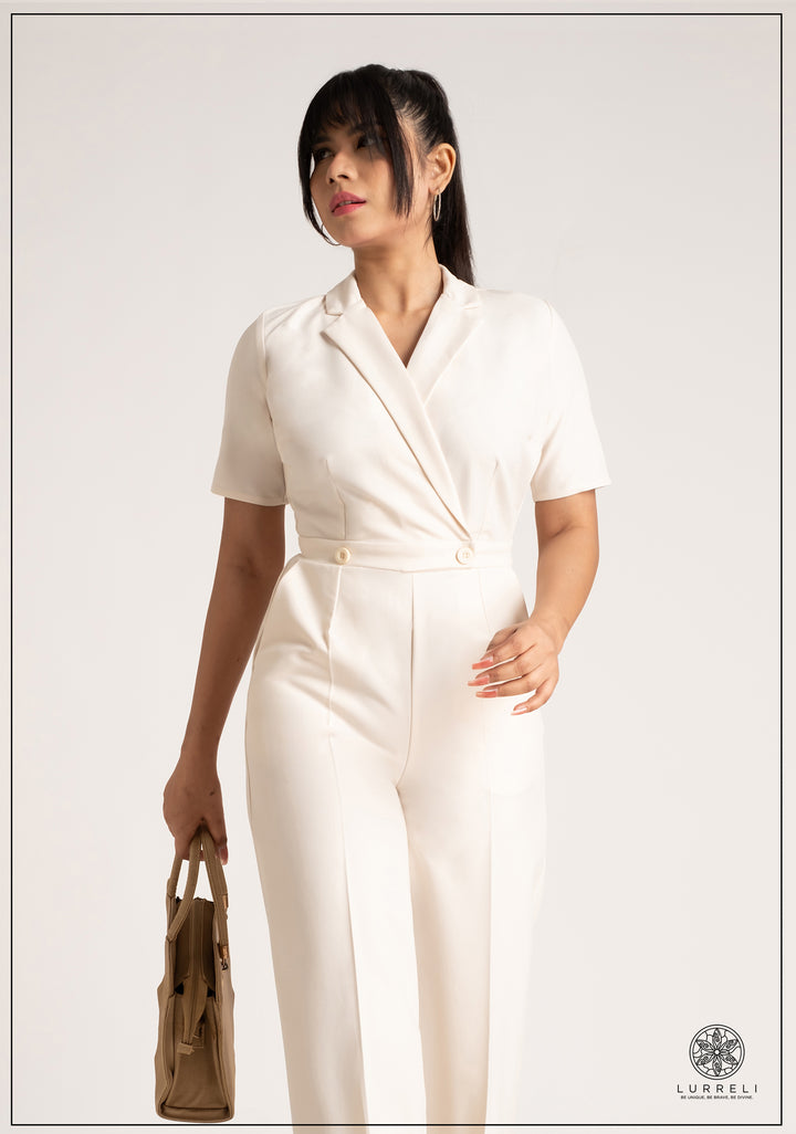 Lapel Color Jumpsuit