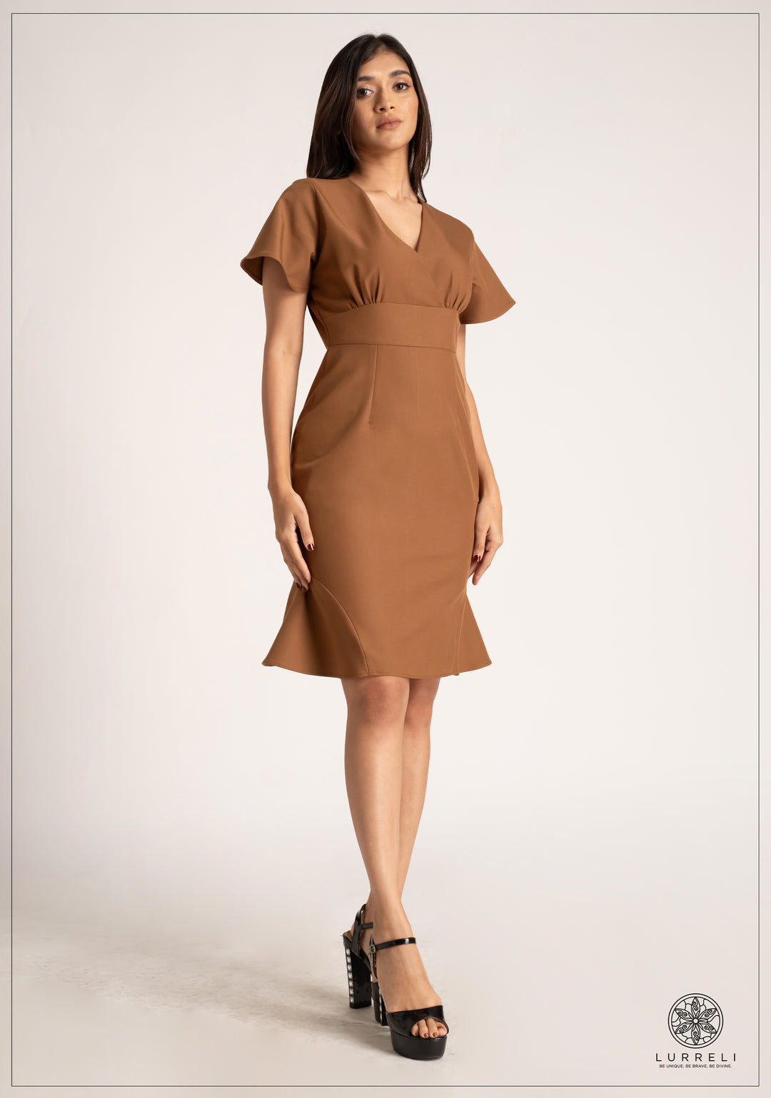 V Neck Overlap Work Wear Dress