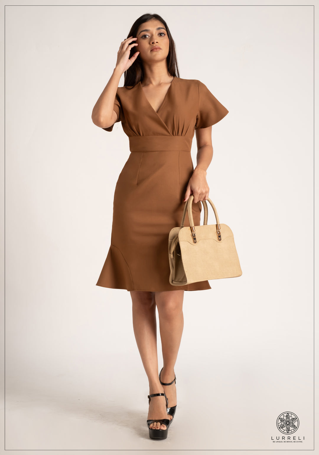 V Neck Overlap Work Wear Dress