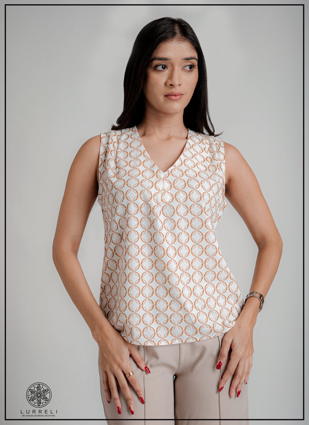 V Neck Shoulder Detail Top