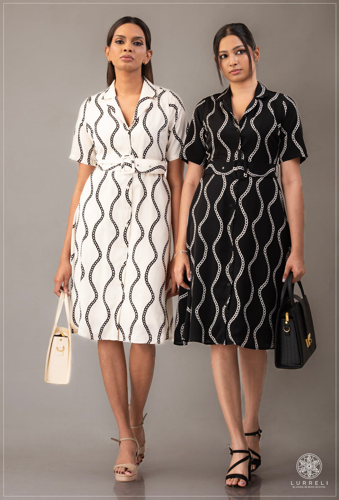 Belt-Detailed Floral Printed Dress