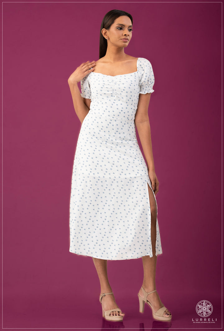 Sleeve Smoke Detail Midi Dress